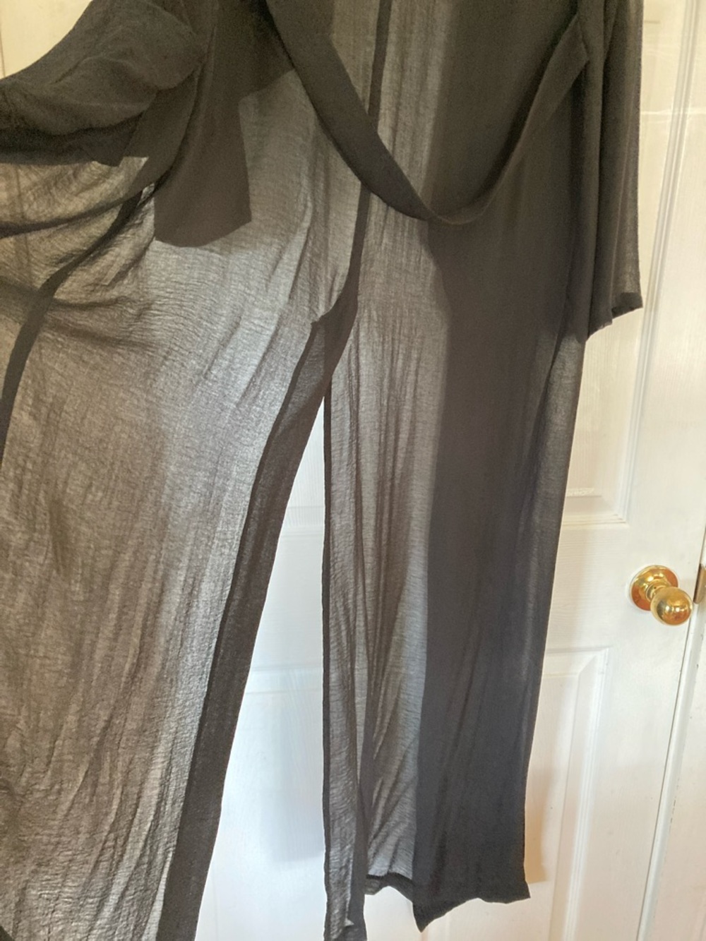 naked wardrobe Sheer Black Draped Open Trench Cardigan - Picture 8 of 10